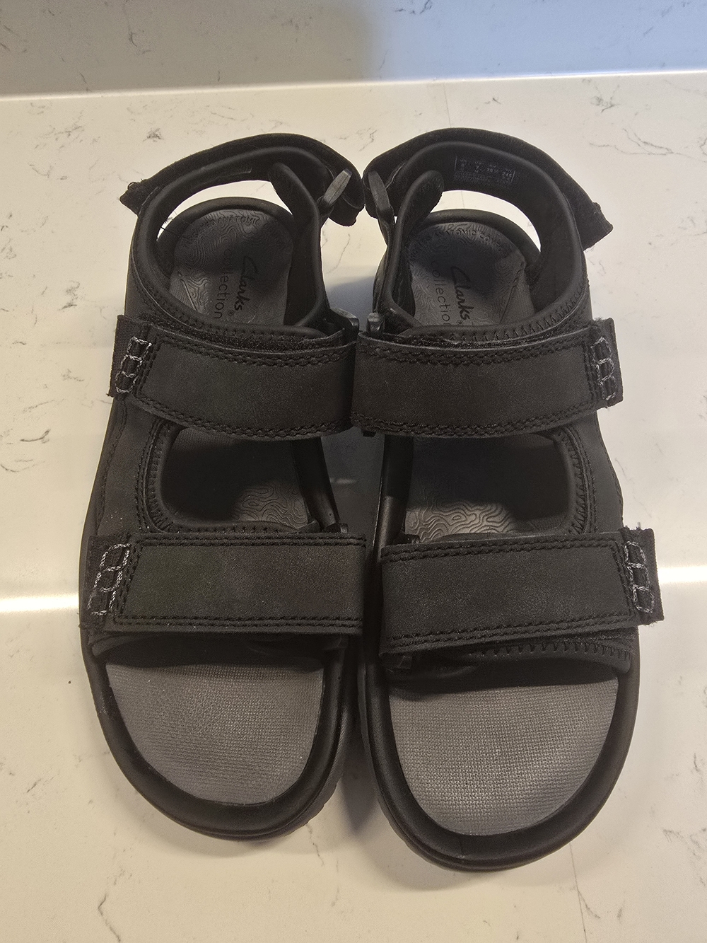 Clarks Men's Black Double-Strap Comfort Sandals - Picture 2 of 14